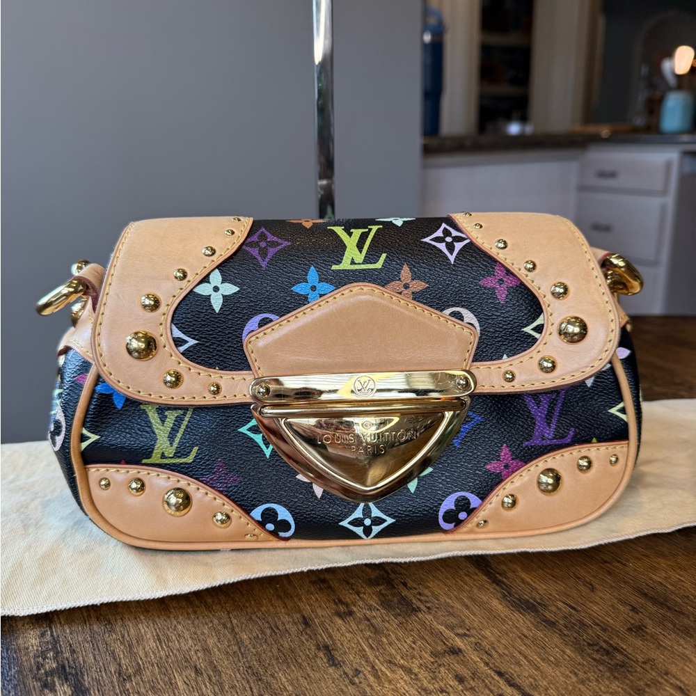 Louis Vuitton Murakami Multicolor Marilyn Bag in Black Monogram Canvas